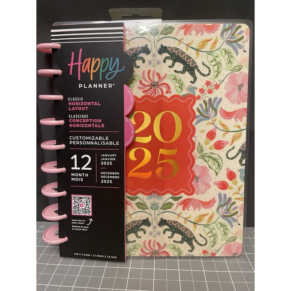 Happy Planner 2025 Dated Lush Linens Classic 9 Disc Planner Lined Horizontal